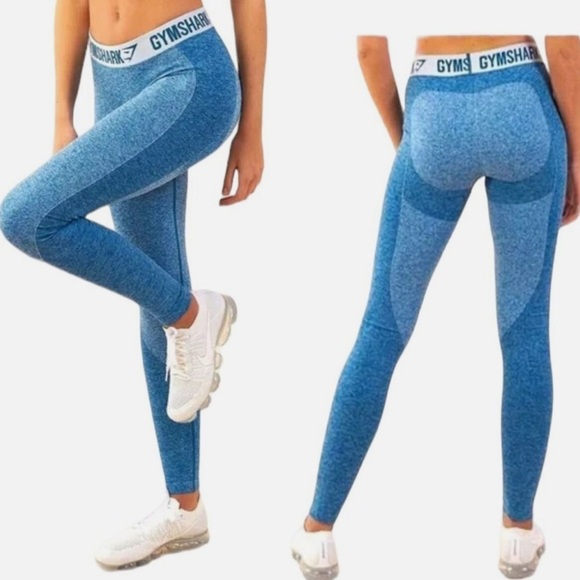 NWT Gymshark Flex Leggings V3 Deep Teal/Ice Blue Athletic Activewear XS - Picture 1 of 8